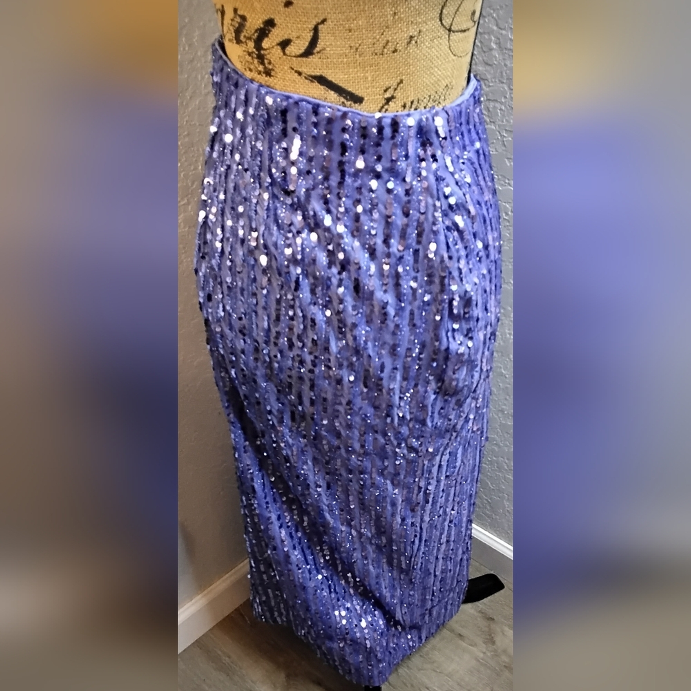 Eloquii Dazzling Lavender Sequin Midi Skirt - Picture 3 of 4